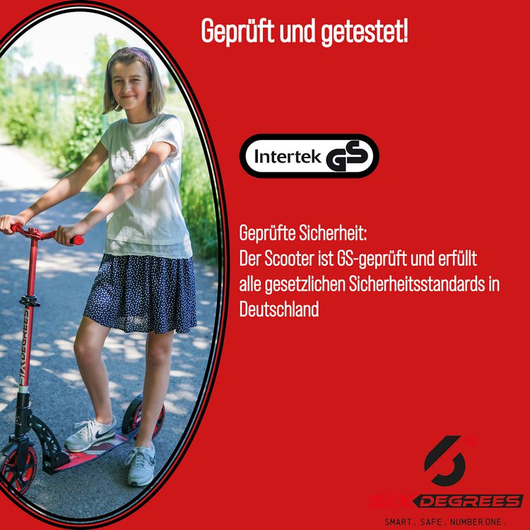 Produktbild: SIX DEGREES Alu Scooter 230/215 mm rot