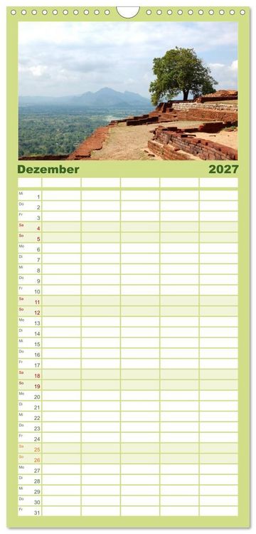 Produktbild: Familienplaner 2027 - Sri Lanka mit 5 Spalten (Wandkalender, 21 x 45 cm) CALVENDO