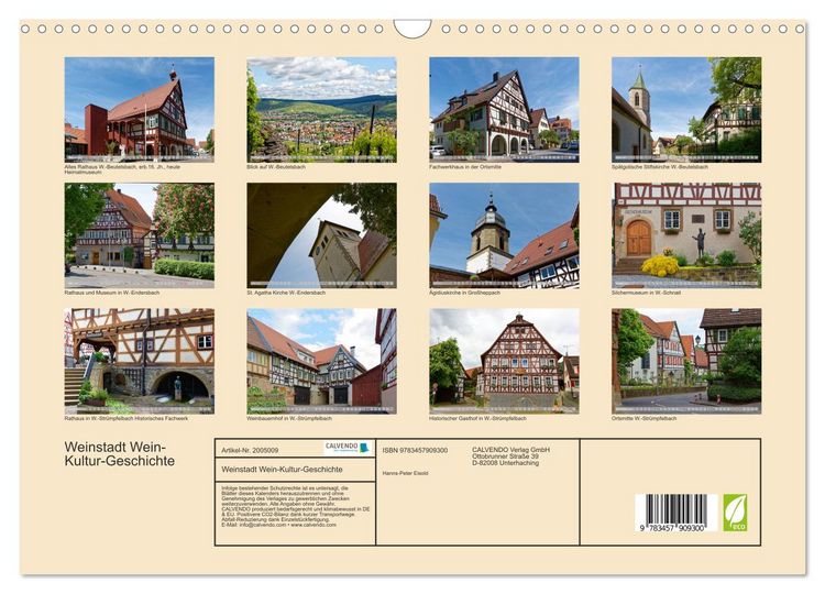 Produktbild: Weinstadt Wein-Kultur-Geschichte (Wandkalender 2026 DIN A3 quer), CALVENDO Monatskalender