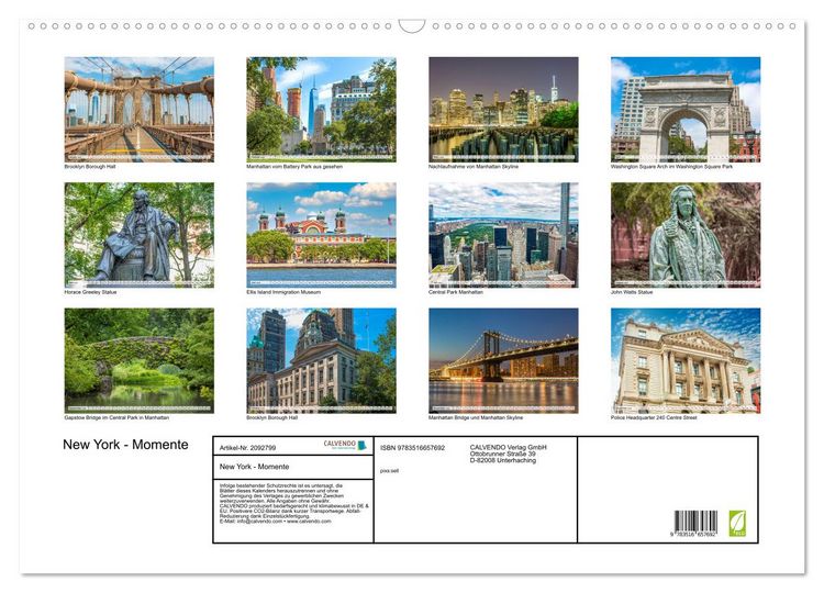 Produktbild: New York - Momente (Wandkalender 2026 DIN A2 quer), CALVENDO Monatskalender