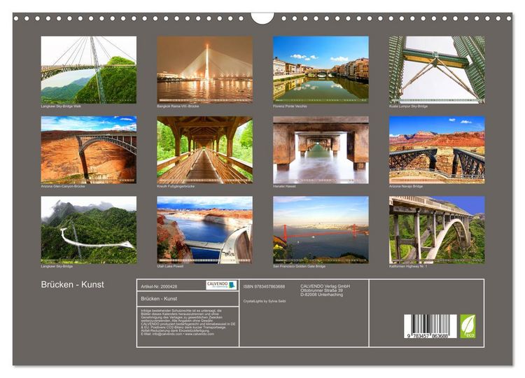 Produktbild: Br&uuml;cken - Kunst (Wandkalender 2026 DIN A3 quer), CALVENDO Monatskalender