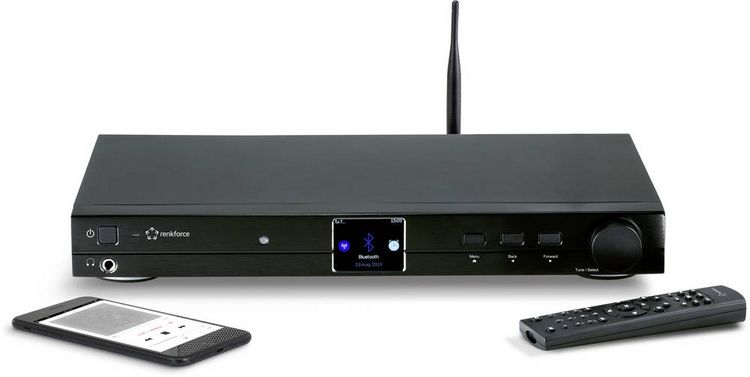 Produktbild: Renkforce RF-DAB-IR1700 Radio-Adapter DAB+, UKW, Internet WLAN, LAN, Bluetooth&reg;, DLNA, Internetradio DLNA-f&auml;hig Schwarz