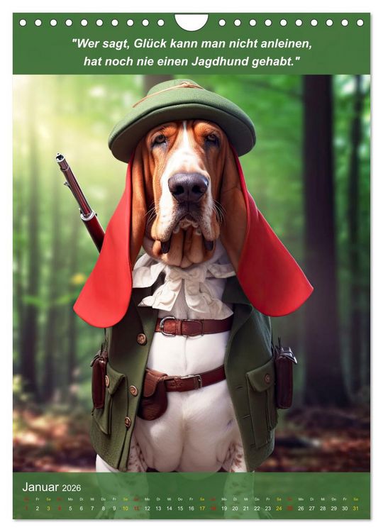 Produktbild: Lustige Jagdhunde mit J&auml;gerlatein (Wandkalender 2026 DIN A4 hoch), CALVENDO Monatskalender