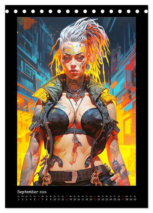 Produktbild: Cyberpunk. Futuristische Heldinnen (Tischkalender 2026 DIN A5 hoch), CALVENDO Monatskalender