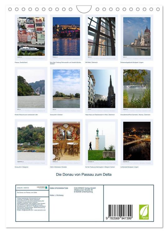 Produktbild: Die Donau von Passau zum Delta (Wandkalender 2027 DIN A4 hoch), CALVENDO Monatskalender