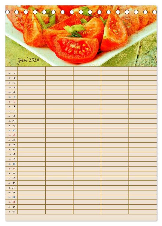 Produktbild: Italienische K&uuml;che mit Familienplaner (Tischkalender 2026 DIN A5 hoch), CALVENDO Monatskalender