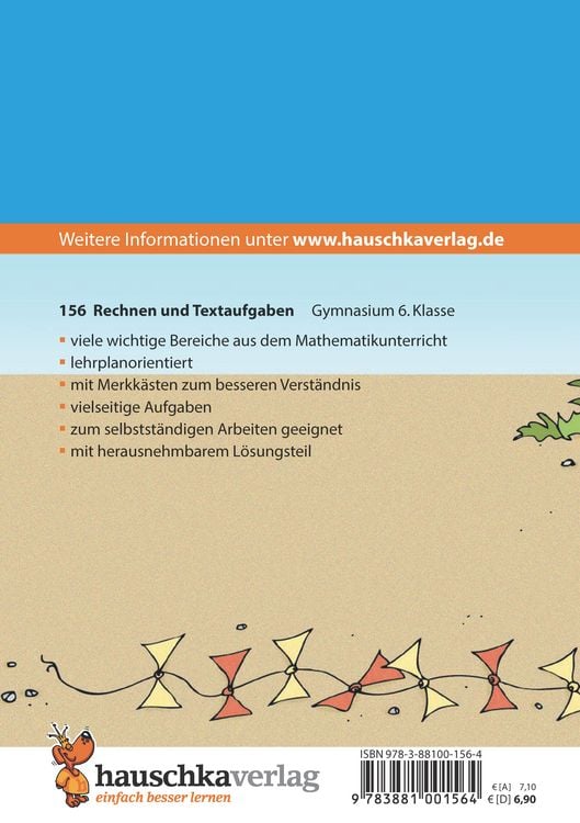 Produktbild: Rechnen und Textaufgaben - Gymnasium 6. Klasse, A5-Heft