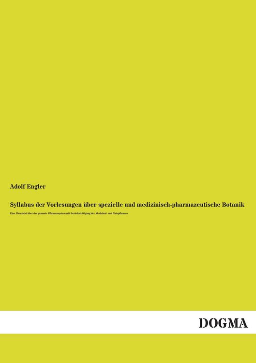 Produktbild: Syllabus der Vorlesungen &uuml;ber spezielle und medizinisch-pharmazeutische Botanik