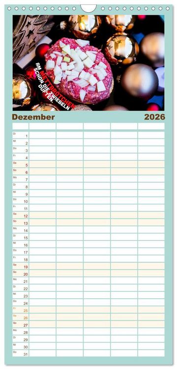 Produktbild: Familienplaner 2026 - Mettkalender - Spread some more Mett mit 5 Spalten (Wandkalender, 21 x 45 cm) CALVENDO