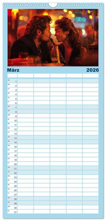 Produktbild: Familienplaner 2026 - Jazz Geschichten um Mitternacht mit 5 Spalten (Wandkalender, 21 x 45 cm) CALVENDO