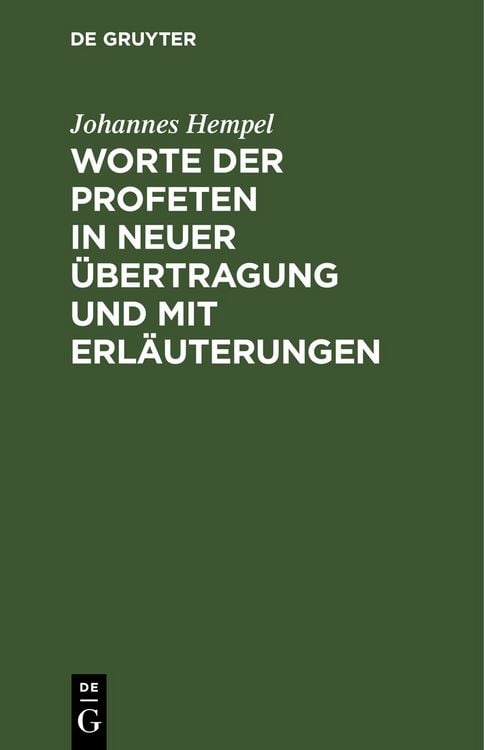Produktbild: Worte der Profeten in neuer &Uuml;bertragung und mit Erl&auml;uterungen