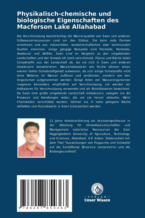 Produktbild: Physikalisch-chemische und biologische Eigenschaften des Macferson Lake Allahabad