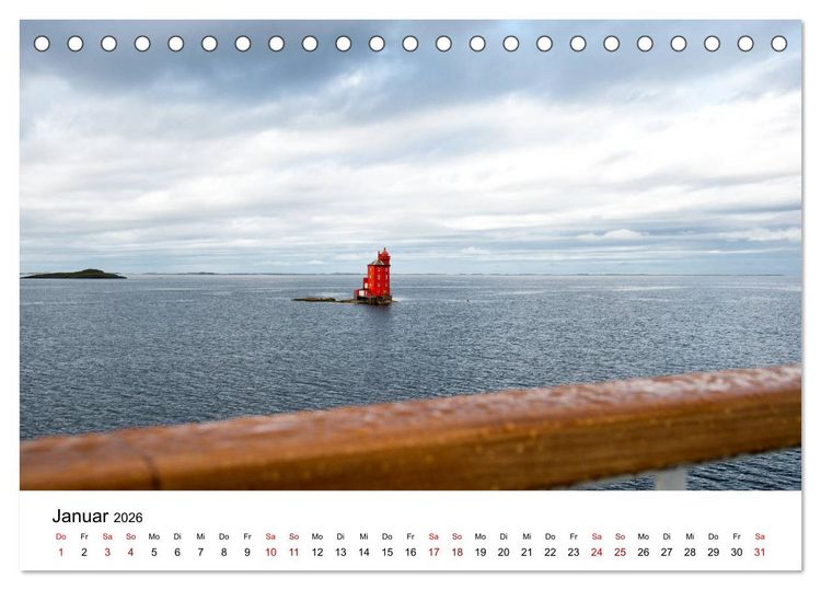 Produktbild: Hurtigruten - Bezaubernde Sch&ouml;nheit der norwegischen K&uuml;ste (Tischkalender 2026 DIN A5 quer), CALVENDO Monatskalender