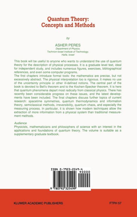 Produktbild: Quantum Theory: Concepts and Methods