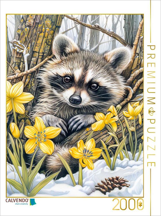 Produktbild: CALVENDO Puzzle Waschb&auml;r zwischen den B&auml;umen im Fr&uuml;hling. | 2000 Teile Lege-Gr&ouml;&szlig;e 90x67cm Foto-Puzzle f&uuml;r gl&uuml;ckliche Stunden