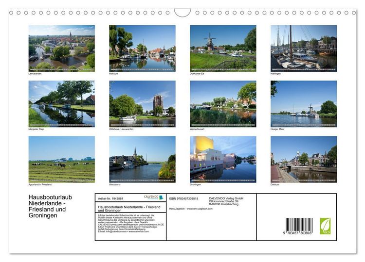 Produktbild: Hausbooturlaub Niederlande - Friesland und Groningen (Wandkalender 2026 DIN A3 quer), CALVENDO Monatskalender