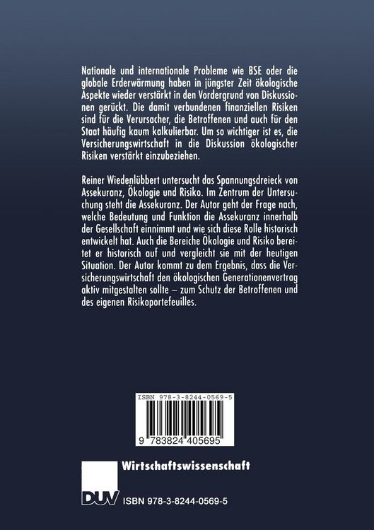 Produktbild: Assekuranz, &Ouml;kologie und Risiko