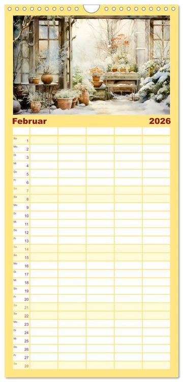 Produktbild: Familienplaner 2026 - Lauschige Gartenecken mit 5 Spalten (Wandkalender, 21 x 45 cm) CALVENDO