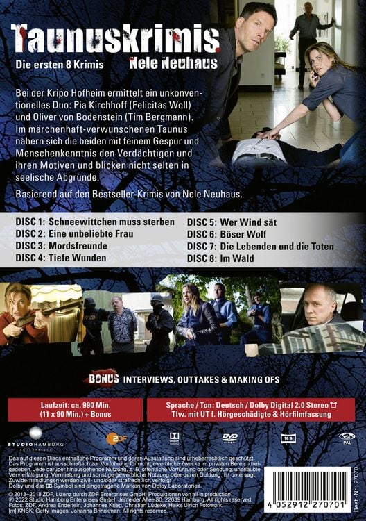 Produktbild: Taunuskrimi 1 - 8 - Nach Motiven der gleichnamigen Romane von Nele Neuhaus [8 DVDs]