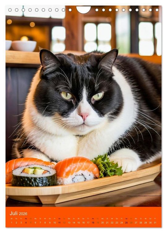 Produktbild: FETTE KATZEN - Foodporn auf vier Pfoten (Wandkalender 2026 DIN A4 hoch), CALVENDO Monatskalender