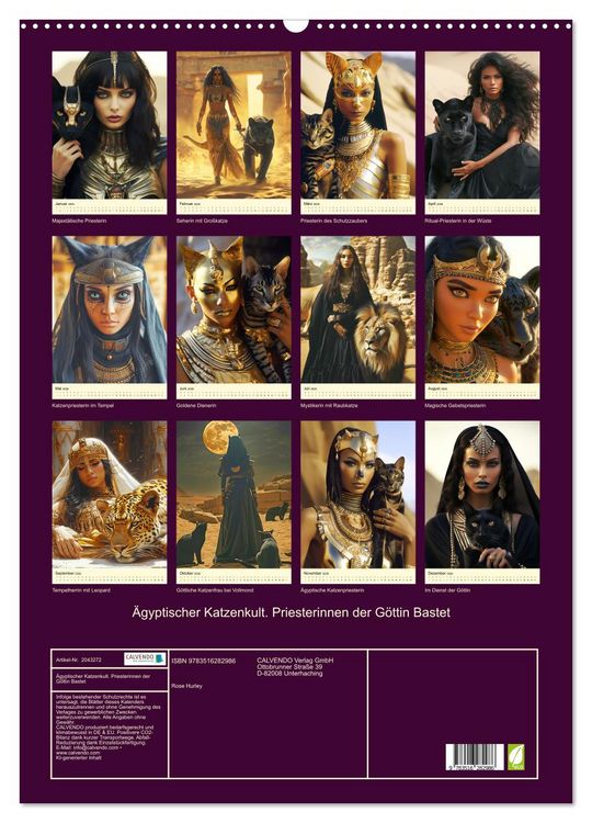 Produktbild: &Auml;gyptischer Katzenkult. Priesterinnen der G&ouml;ttin Bastet (Wandkalender 2026 DIN A2 hoch), CALVENDO Monatskalender