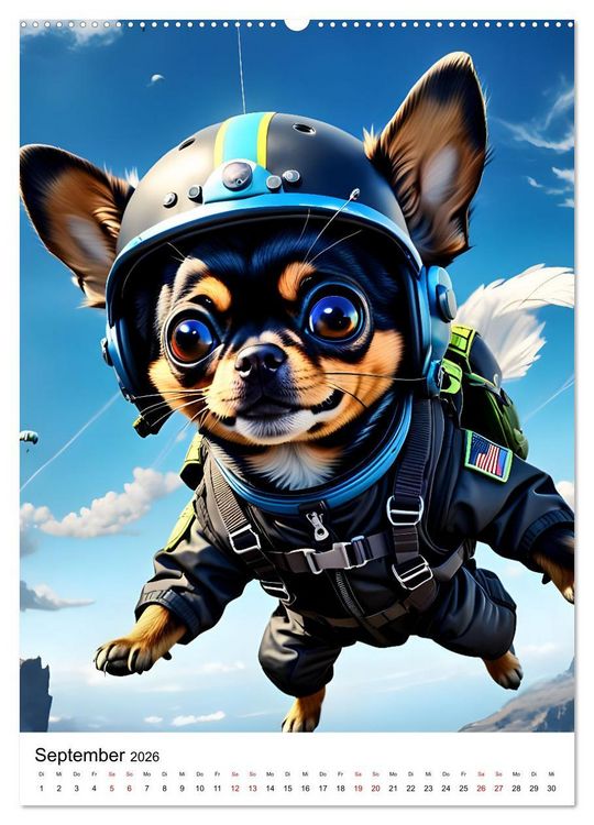 Produktbild: Chihuahua Outdoor Abenteuer (hochwertiger Premium Wandkalender 2026 DIN A2 hoch), Kunstdruck in Hochglanz
