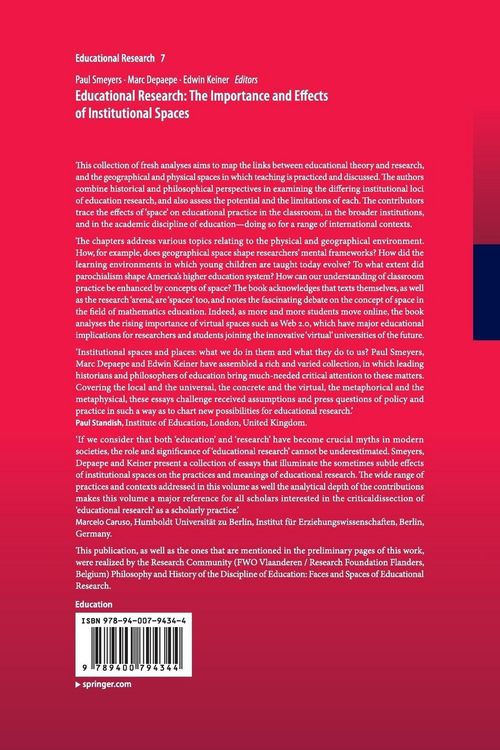 Produktbild: Educational Research: The Importance and Effects of Institutional Spaces
