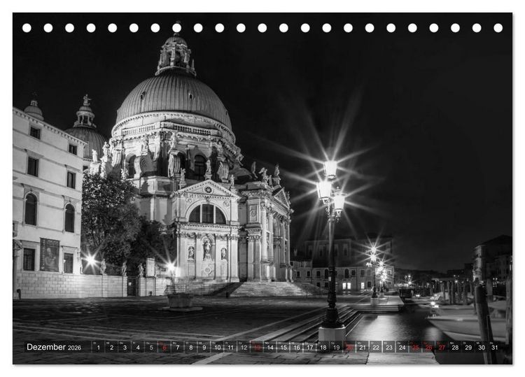 Produktbild: Leuchtendes Venedig &hellip;in monochrom (Tischkalender 2026 DIN A5 quer), CALVENDO Monatskalender