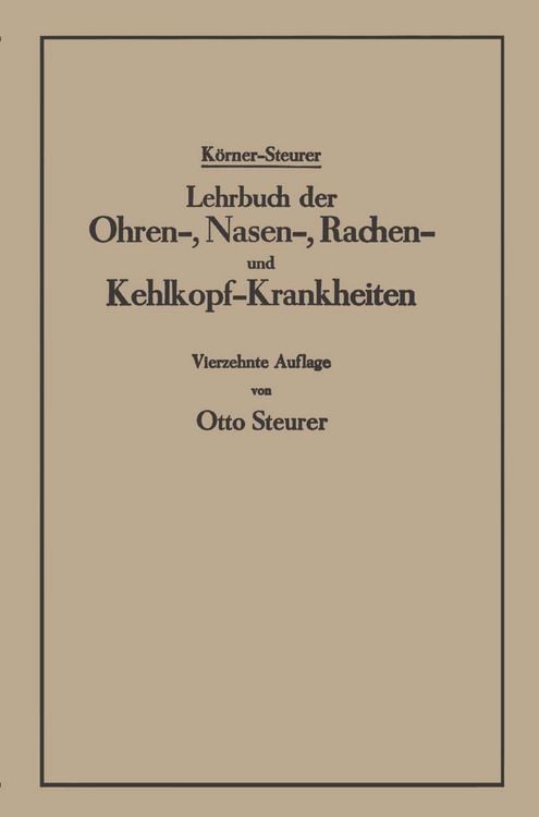 Produktbild: Lehrbuch der Ohren-, Nasen-, Rachen- und Kehlkopf-Krankheiten