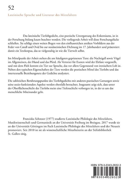 Produktbild: Das lateinische Tierlobgedicht in Spaetantike, Mittelalter und Frueher Neuzeit