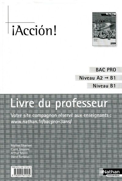 Produktbild: Accion Espagnol; Bac Pro 3 Ans; Niveau A2 B1; Livre Du Professeur