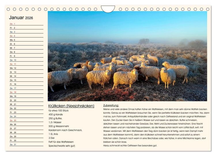 Produktbild: Ostfriesland kochen wie fr&uuml;her (Wandkalender 2026 DIN A4 quer), CALVENDO Monatskalender