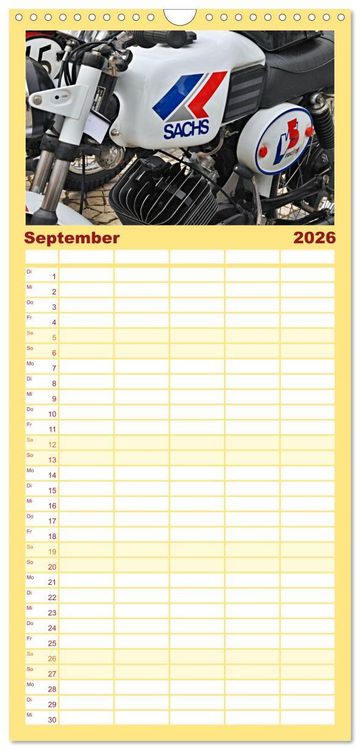 Produktbild: Familienplaner 2026 - Vintage Mopeds mit 5 Spalten (Wandkalender, 21 x 45 cm) CALVENDO