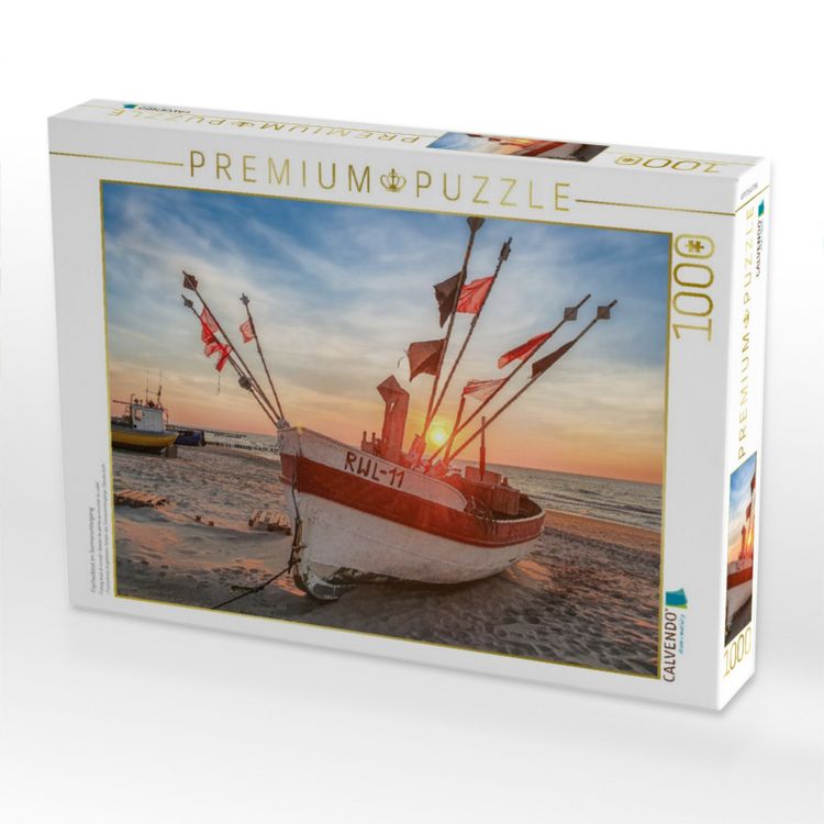Produktbild: CALVENDO Puzzle Fischerboot im Sonnenuntergang | 1000 Teile Lege-Gr&ouml;&szlig;e 64x48cm Foto-Puzzle f&uuml;r gl&uuml;ckliche Stunden