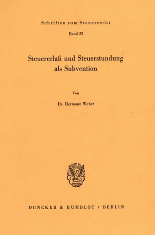 Produktbild: Steuererlaß und Steuerstundung als Subvention.