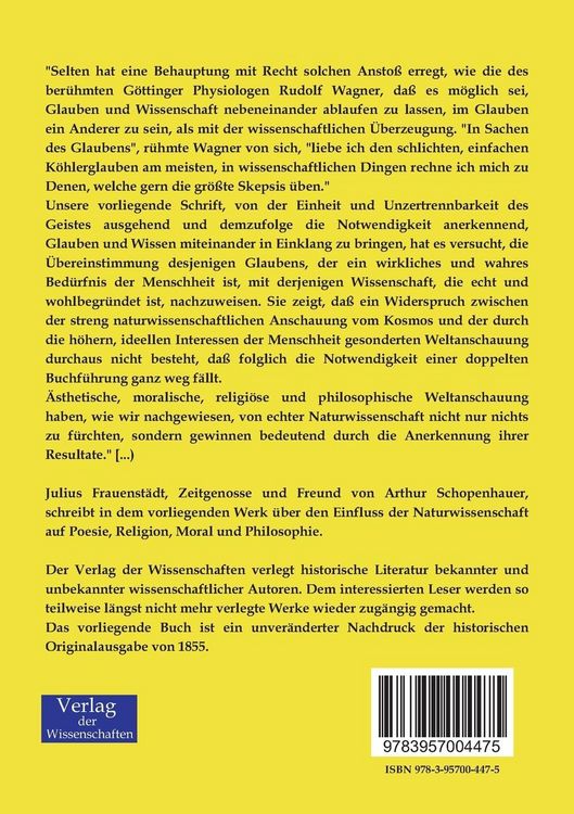 Produktbild: Die Naturwissenschaft in ihrem Einflu&szlig; auf Poesie, Religion, Moral und Philosophie