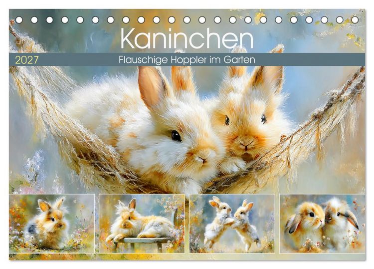 Produktbild: Kaninchen. Flauschige Hoppler im Garten (Tischkalender 2027 DIN A5 quer), CALVENDO Monatskalender