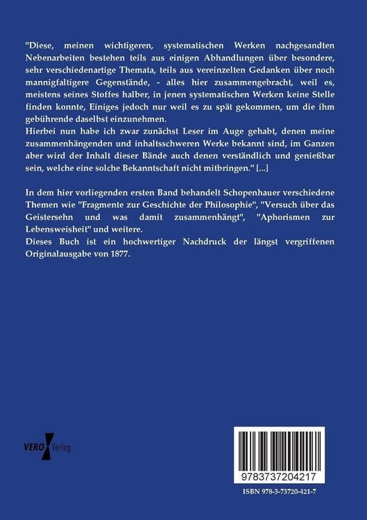Produktbild: Parerga und Paralipomena