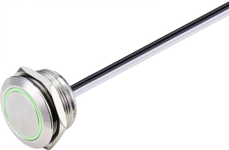Produktbild: TRU COMPONENTS TC-9219112 Drucktaster 24 V/DC 50mA 1 x Aus/(Ein) tastend Gr&uuml;n IP40 1St.