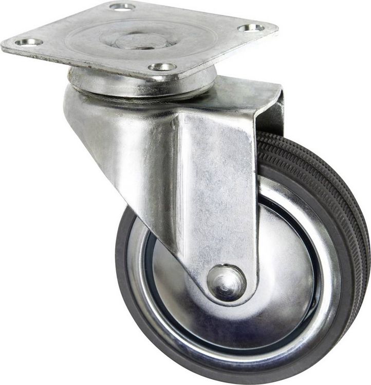 Produktbild: TOOLCRAFT TO-5137911 Lenkrolle mit Anschraubplatte 80mm Gummi Tragf&auml;higkeit (max.): 70kg