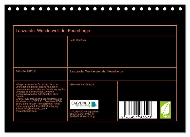 Produktbild: Lanzarote. Wunderwelt der Feuerberge (Tischkalender 2026 DIN A5 quer), CALVENDO Monatskalender