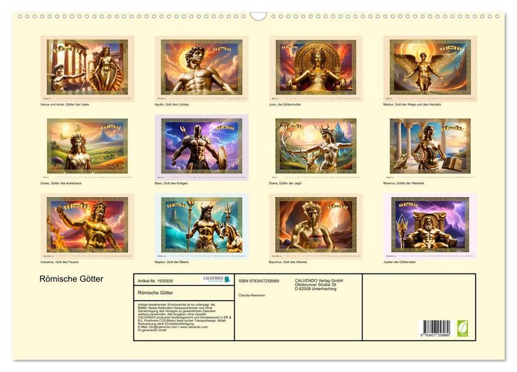 Produktbild: R&ouml;mische G&ouml;tter (Wandkalender 2026 DIN A2 quer), CALVENDO Monatskalender
