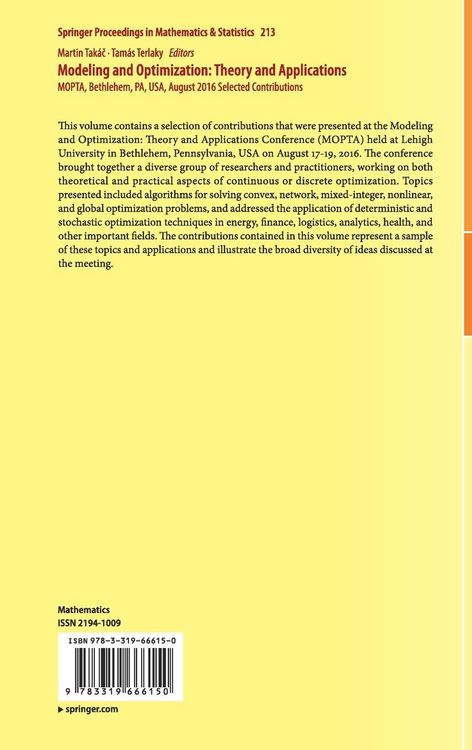 Produktbild: Modeling and Optimization: Theory and Applications