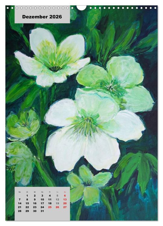 Produktbild: Blumen in Acryl (Wandkalender 2026 DIN A3 hoch), CALVENDO Monatskalender
