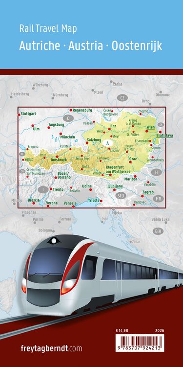 Produktbild: Freytag & berndt Rail Travel Map &Ouml;sterreich 1:500.000