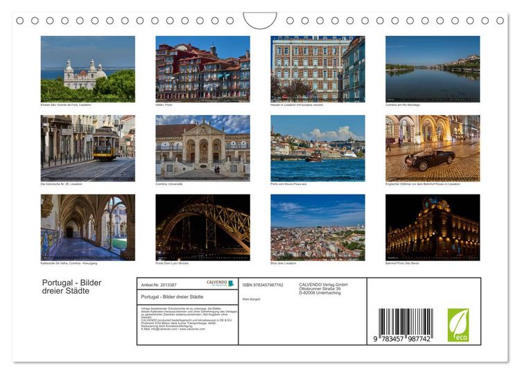 Produktbild: Portugal - Bilder dreier St&auml;dte (Wandkalender 2026 DIN A4 quer), CALVENDO Monatskalender