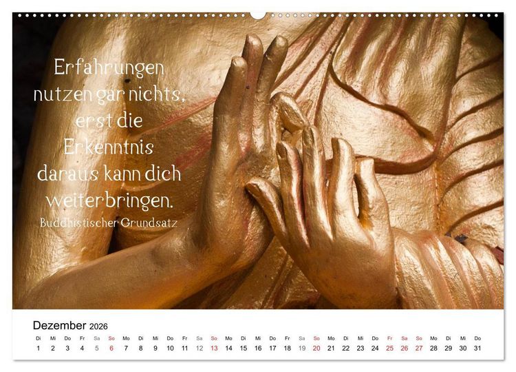 Produktbild: Reisefreu(n)de: Leben in Harmonie - buddhistische Zitate (Wandkalender 2026 DIN A2 quer), CALVENDO Monatskalender