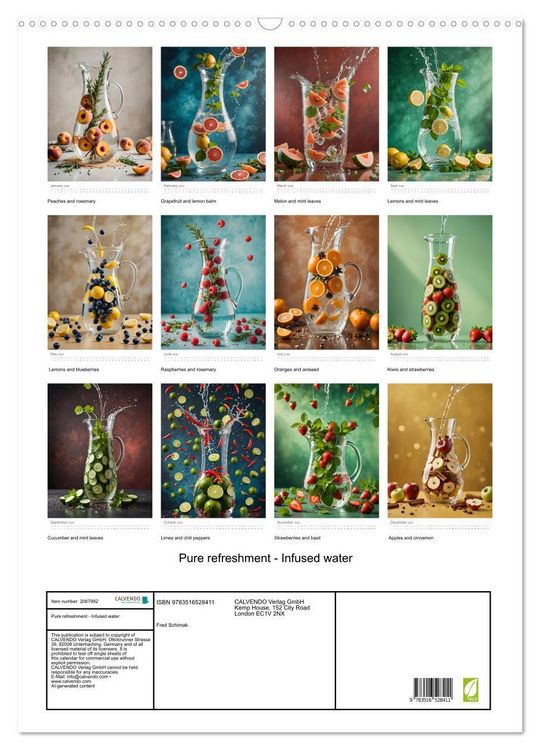 Produktbild: Pure refreshment - Infused water (Wall Calendar 2026 DIN A2 portrait), CALVENDO 12 Month Wall Calendar