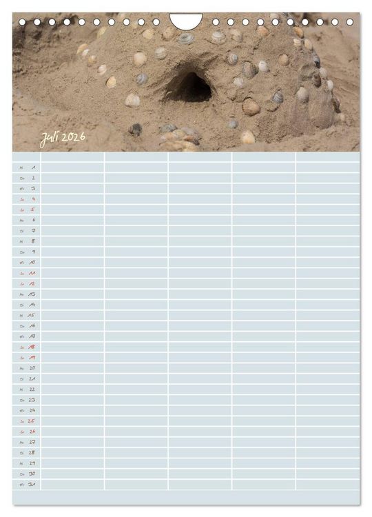 Produktbild: Kleine Sand-Sch&ouml;nheiten / Familienplaner (Wandkalender 2026 DIN A4 hoch), CALVENDO Monatskalender