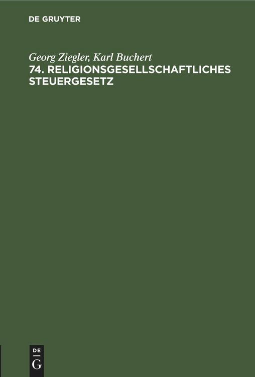 Produktbild: 74. Religionsgesellschaftliches Steuergesetz